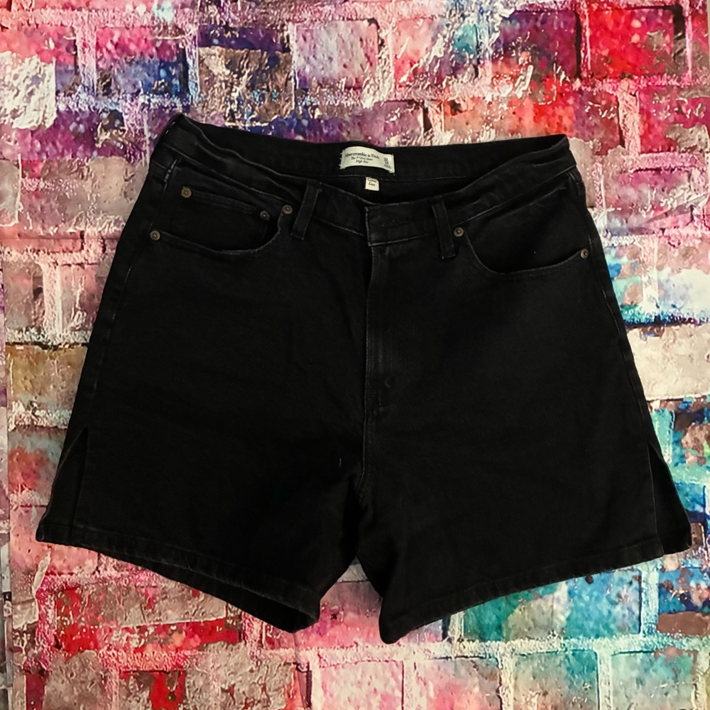 Abercrombie & Fitch Black Jean Shorts High-Waisted Structured